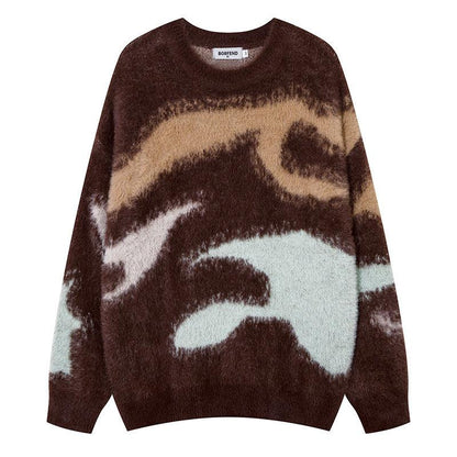 Retro Contrast Color Horse Sweater For Men-Women T-Shirts & hoodies