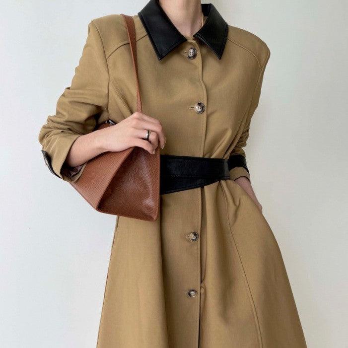 Retro Patchwork Trench -Overcoat Coat winter clothes for women