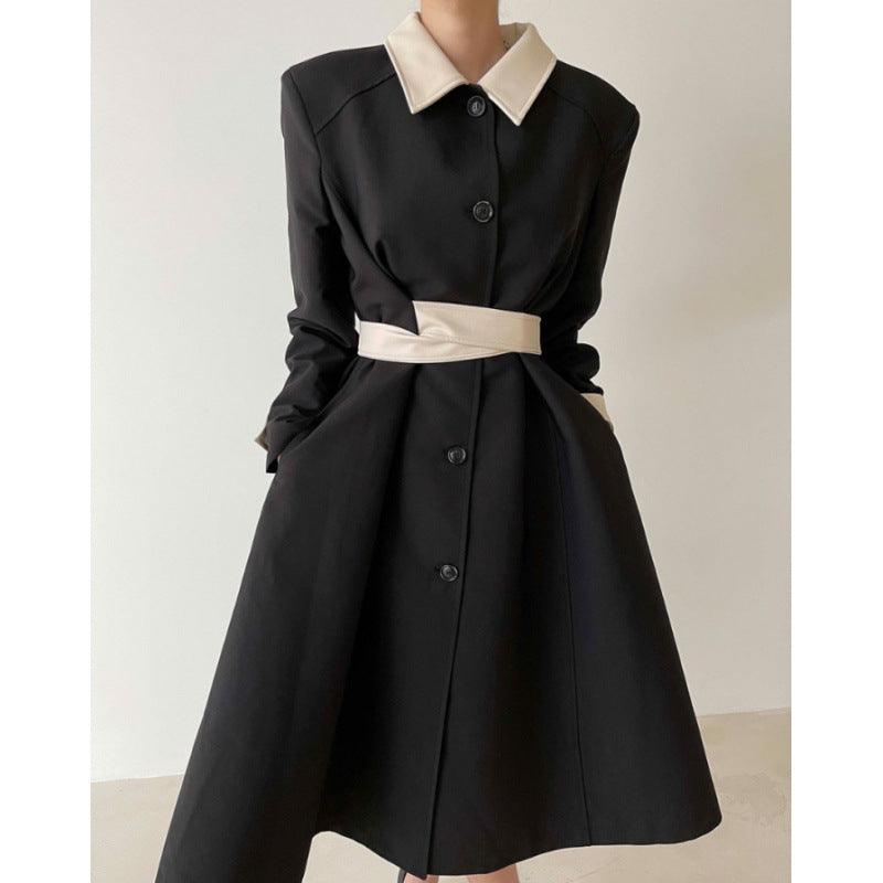Retro Patchwork Trench -Overcoat Coat winter clothes for women