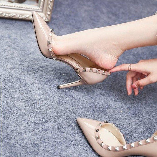 Rivets Pointed Toe Side Women's Stiletto Heel Shoes & Bags