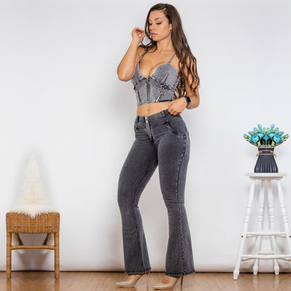 Shaper Suit Grey Denim Bodysuit women's clothing