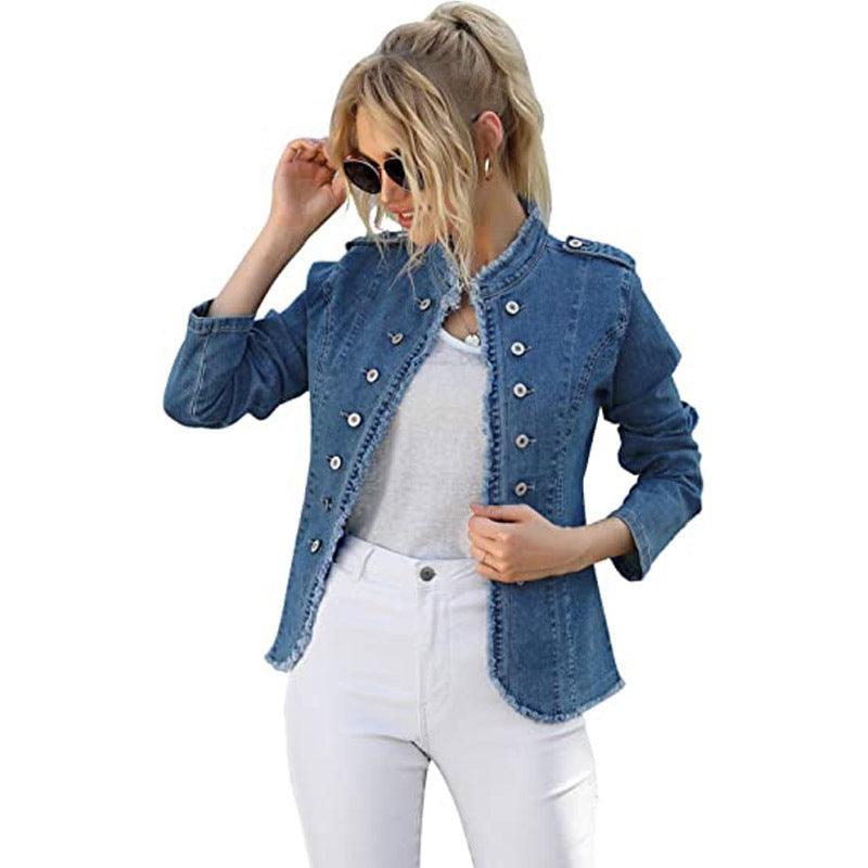 Single-breasted Solid Color Denim Coat winter clothes for women