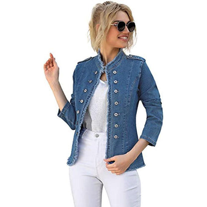 Single-breasted Solid Color Denim Coat winter clothes for women