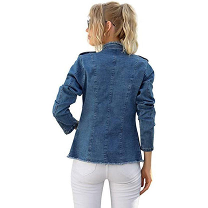 Single-breasted Solid Color Denim Coat winter clothes for women