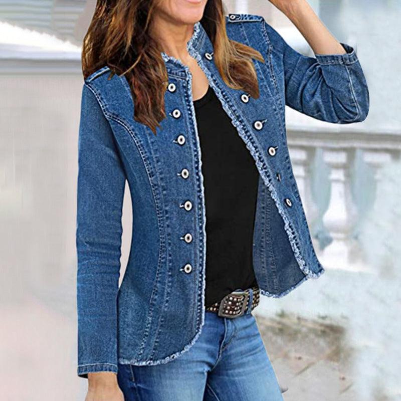 Single-breasted Solid Color Denim Coat winter clothes for women