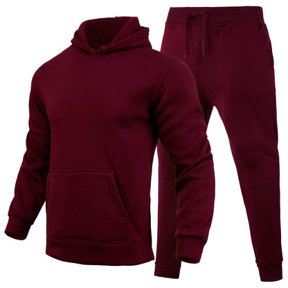 Slim Fit Solid Color Hoodie Suit Men's T-Shirts & hoodies