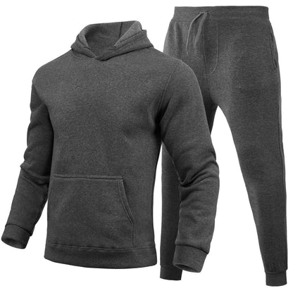 Slim Fit Solid Color Hoodie Suit Men's T-Shirts & hoodies