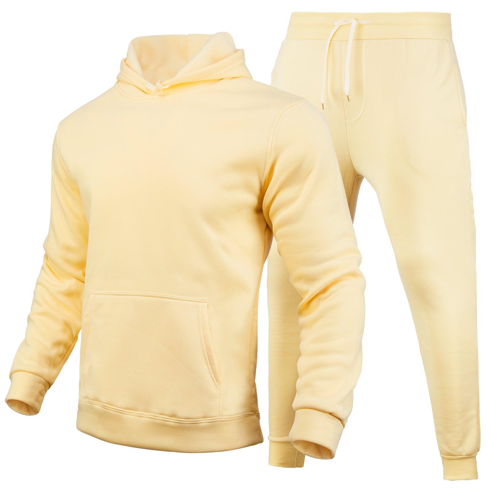 Slim Fit Solid Color Hoodie Suit Men's T-Shirts & hoodies