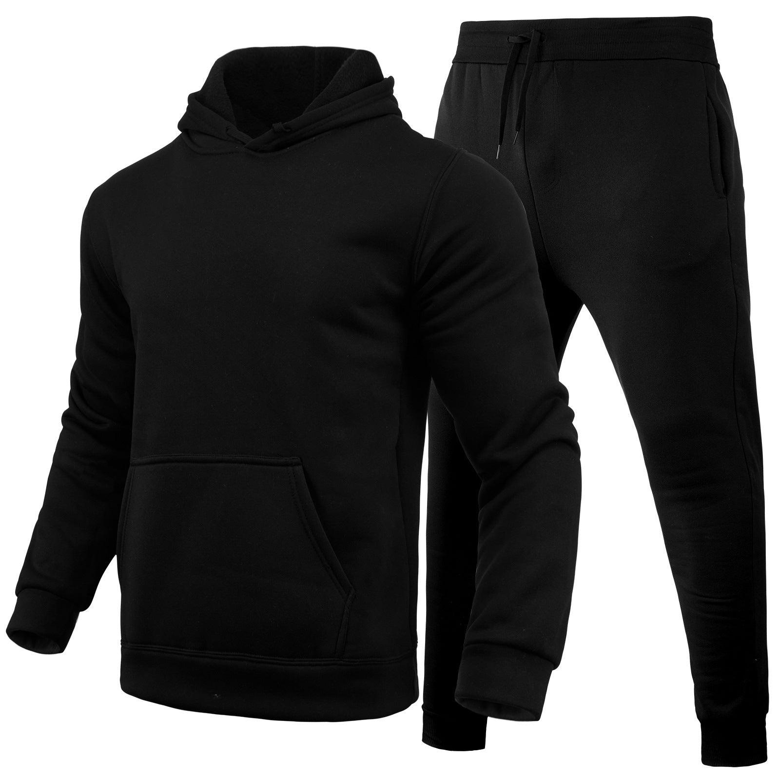 Slim Fit Solid Color Hoodie Suit Men's T-Shirts & hoodies