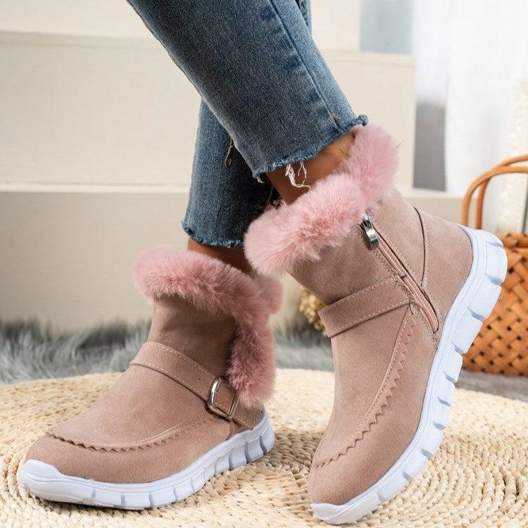 Snow Boots thickened Solid Color With Buckle shoes, Bags & accessories