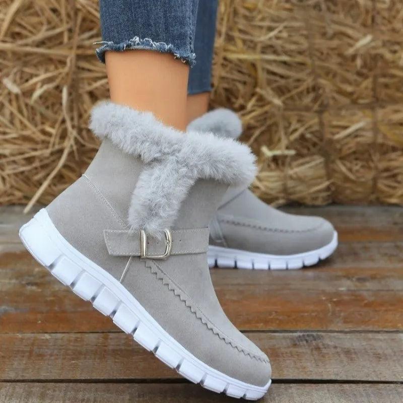 Snow Boots thickened Solid Color With Buckle shoes, Bags & accessories