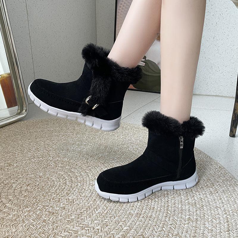 Snow Boots thickened Solid Color With Buckle shoes, Bags & accessories