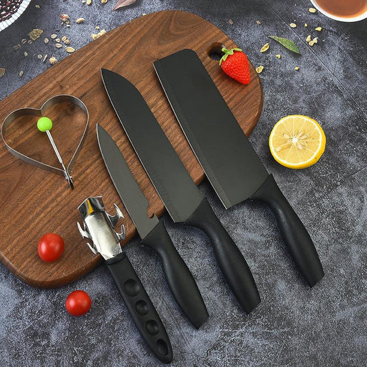 Steel Black Blade Five-piece Kitchen Knife Set Home product