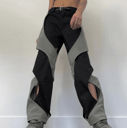 Street Chic Hollow-out Cross Design High Waist Woven Pants Bottom wear