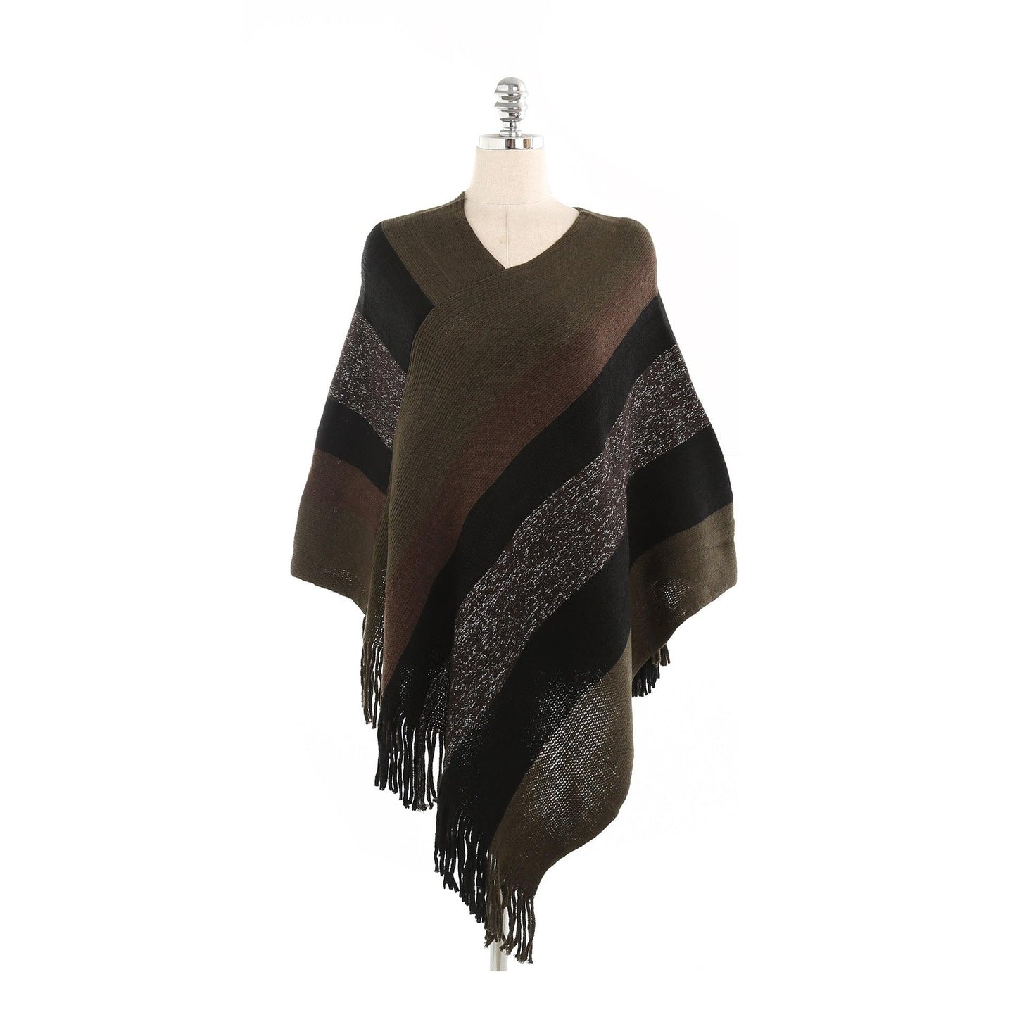 Striped fringed head with cashmere shawl scarves, Shawls & Hats