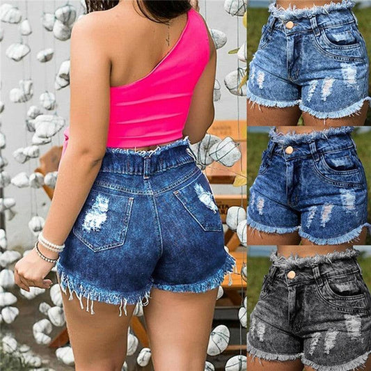 Tassel Torn Hole Women's Denim Shorts Bottom wear