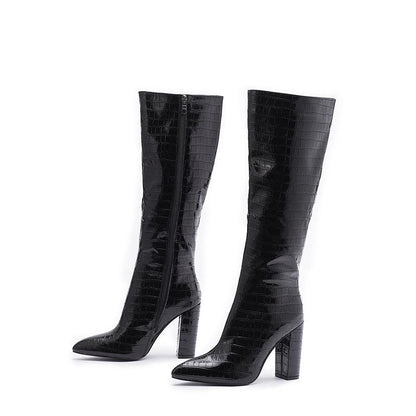 Thick Heel Side Zippered Short Boots Shoes & Bags