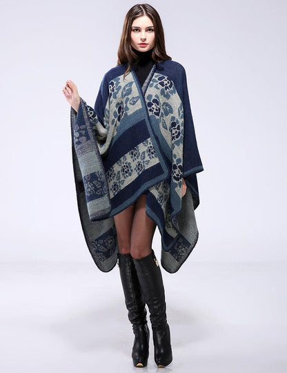 Thickened florets warm cashmere shawl cape scarves, Shawls & Hats