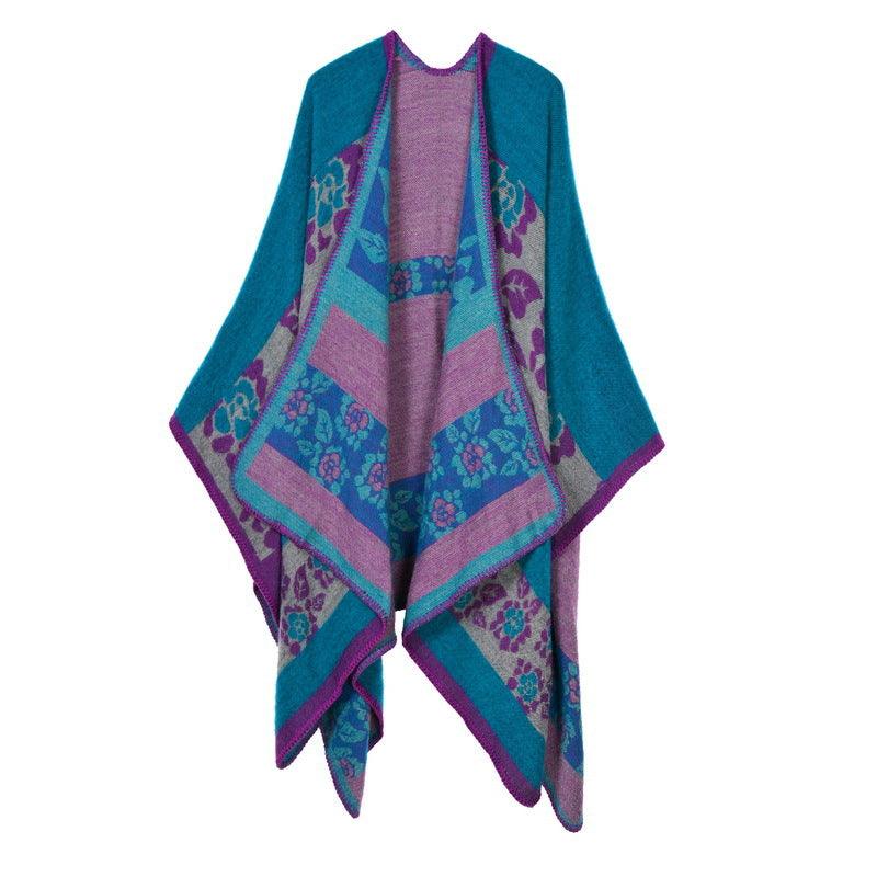 Thickened florets warm cashmere shawl cape scarves, Shawls & Hats