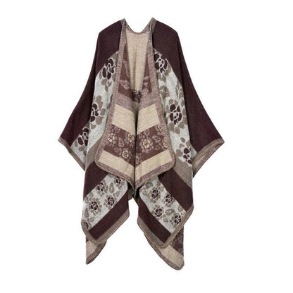 Thickened florets warm cashmere shawl cape scarves, Shawls & Hats