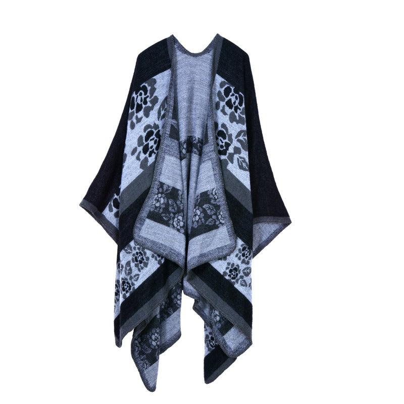 Thickened florets warm cashmere shawl cape scarves, Shawls & Hats