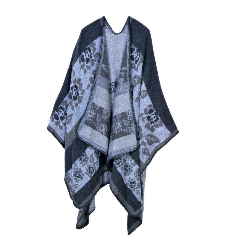 Thickened florets warm cashmere shawl cape scarves, Shawls & Hats