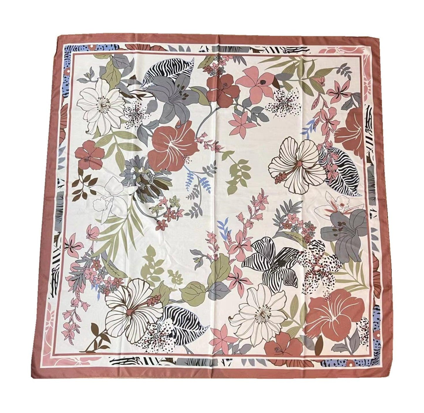 Twill Floral Print Silk Scarf scarves, Shawls & Hats