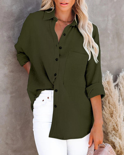 V Neck Button Ladies Cotton Linen Shirt Dresses & Tops