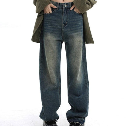 Waisted Straight Tube Retro Jeans Mop Pants Pants & Jeans