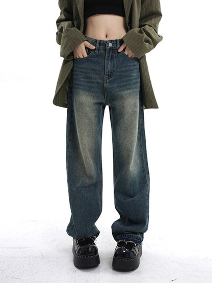 Waisted Straight Tube Retro Jeans Mop Pants Pants & Jeans