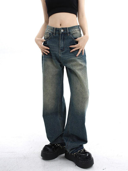 Waisted Straight Tube Retro Jeans Mop Pants Pants & Jeans