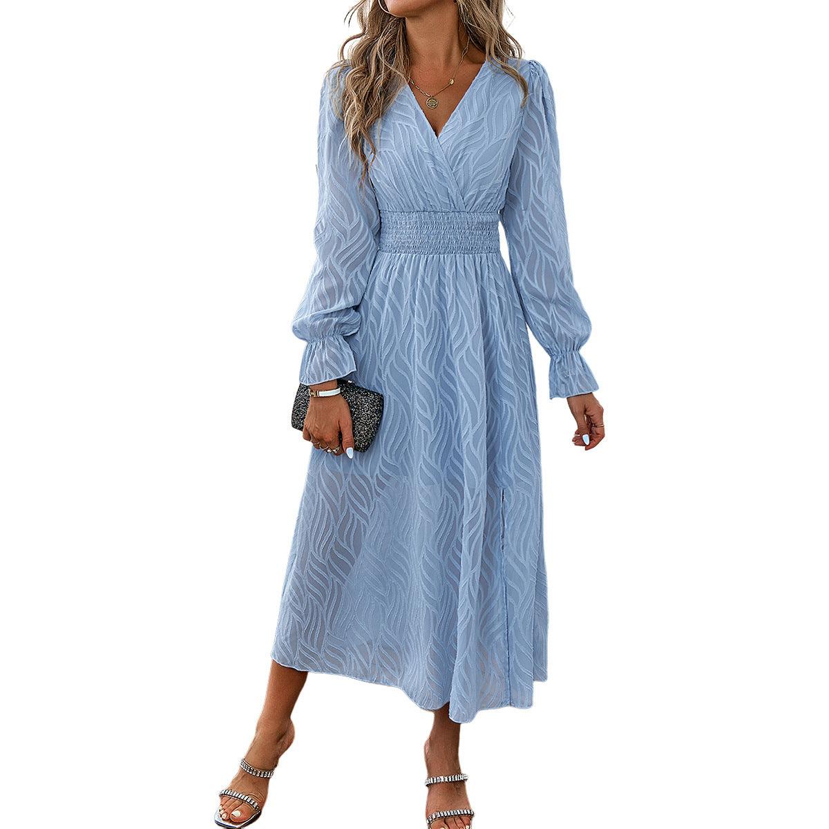 Winter Elegant Jacquard Long Sleeve Dress Dresses & Tops