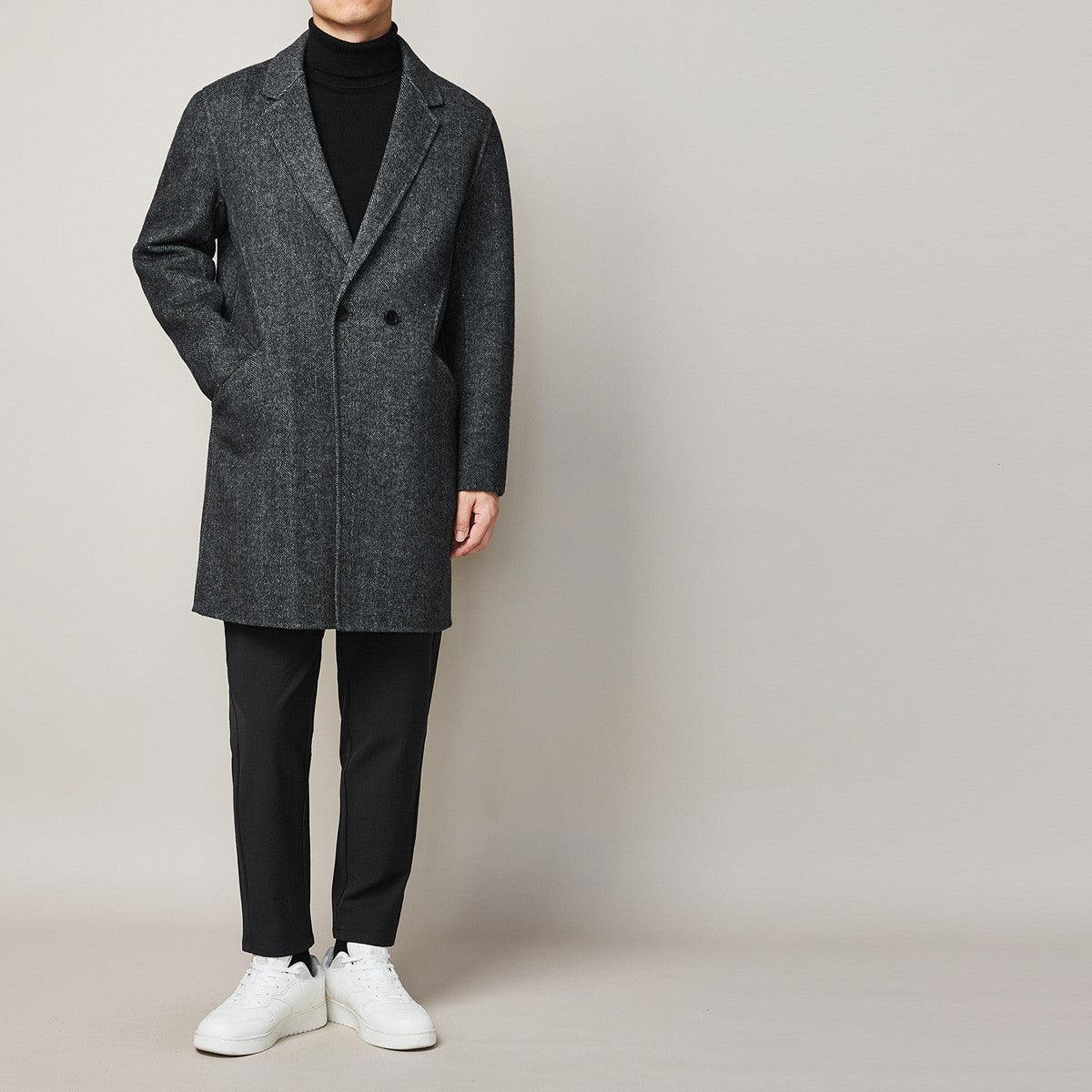 Winter Men's Casual Long Woolen Trench Overcoat Winter clothes for men