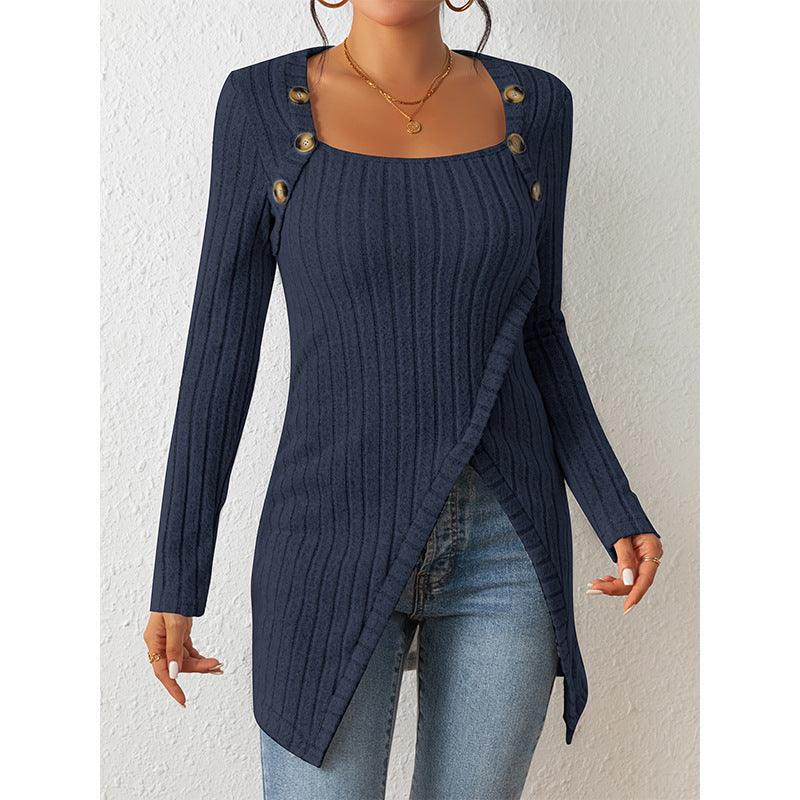 Woman Square-neck Off-shoulder Slit Sweater winter clothes for women