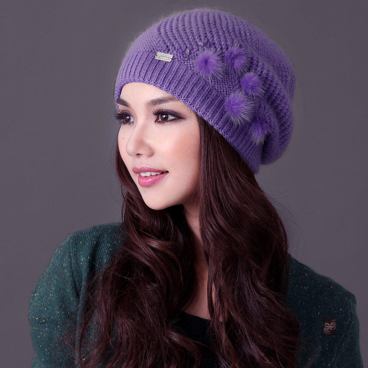 Women's All-match Warm Knitted Beanie scarves, Shawls & Hats