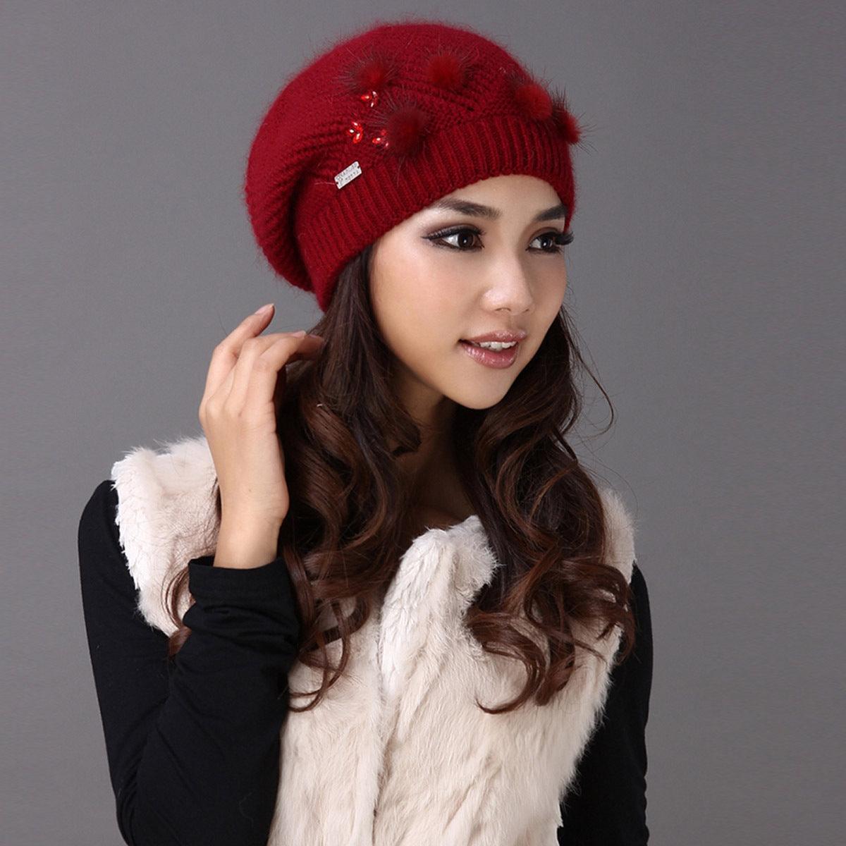 Women's All-match Warm Knitted Beanie scarves, Shawls & Hats