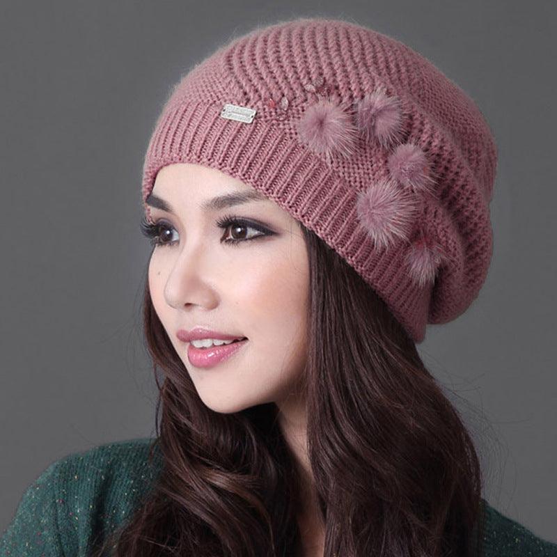 Women's All-match Warm Knitted Beanie scarves, Shawls & Hats