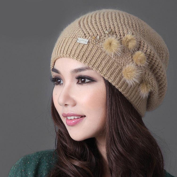 Women's All-match Warm Knitted Beanie scarves, Shawls & Hats