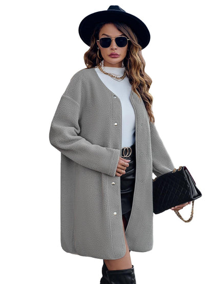 Women's Casual Solid Color Round Neck Jacket winter clothes for women