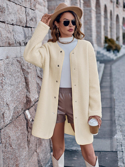 Women's Casual Solid Color Round Neck Jacket winter clothes for women