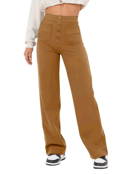 Women's Casual Straight Pants High Waist Button women's clothing