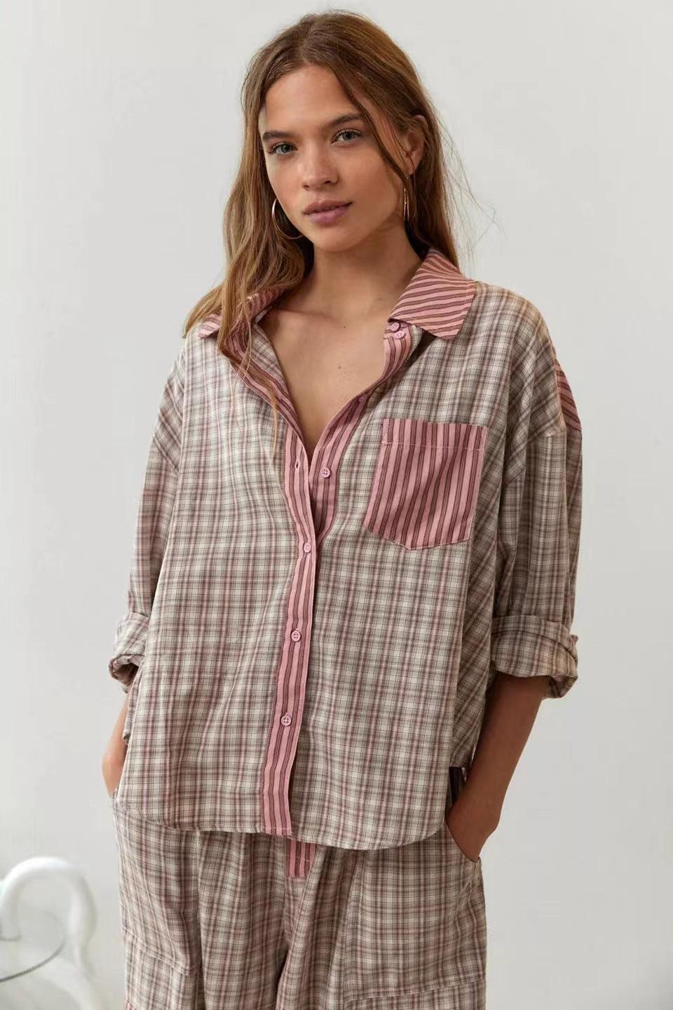 Women's Clothing Casual Plaid Shirt Outfit Dresses & Tops