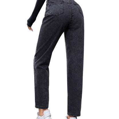 Women's Loose Hole Slimming Denim Polyester Trousers Bottom wear