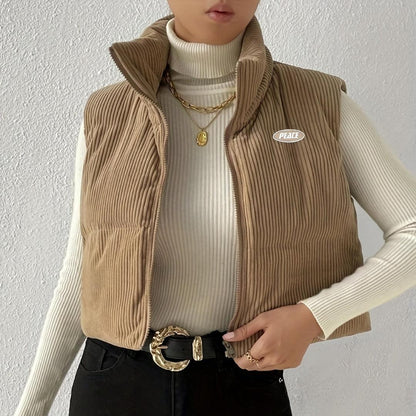 Women's Corduroy Short Outer Wear Vest winter clothes for women