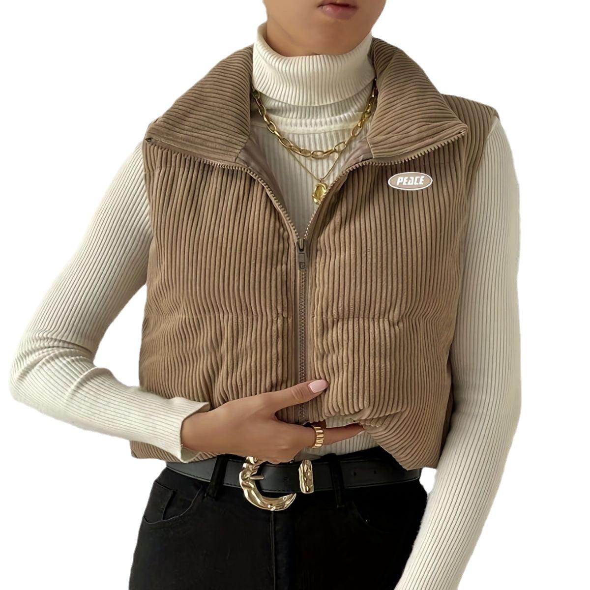 Women's Corduroy Short Outer Wear Vest winter clothes for women