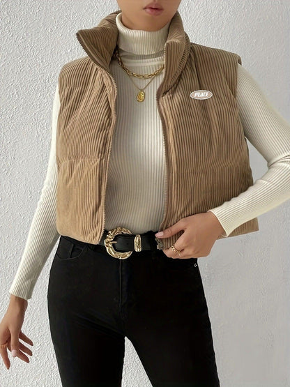 Women's Corduroy Short Outer Wear Vest winter clothes for women