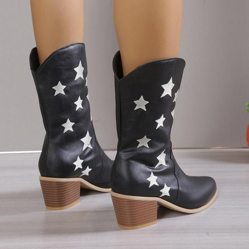 Women's Embroidered Knight Boots Shoes & Bags