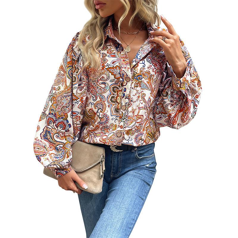 Women's Fashion Casual Loose Printed Shirt Dresses & Tops