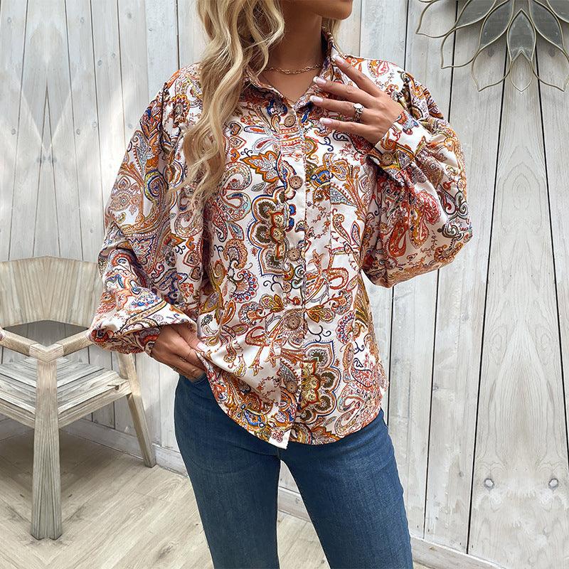 Women's Fashion Casual Loose Printed Shirt Dresses & Tops