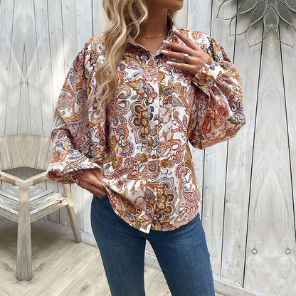 Women's Fashion Casual Loose Printed Shirt Dresses & Tops